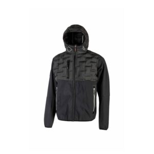 Upower Spock Chaqueta Hibrida Transpirable y Antiviento - Talla 2XL - Versatil, Cremallera Impermeable, Capucha Ajustable, Plumon Acolchado sin Costuras, Bolsillos Fluorescentes, Proteccion DPI1 - Color Gris Meteorito