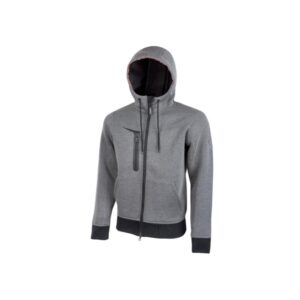 Upower Tasty Sudadera de Trabajo con Capucha Reflectante - Talla 2XL - Bolsillo Multimedia con FREE SOUND, Cremallera Doble Deslizador, Ventilacion Axilas, Proteccion DPI1 - Color Gris Meteorito