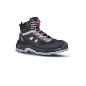 Upower Cross S Calzado de Seguridad Botines - Talla 38 - Empeine Piel con Inserciones Matrix, Hidrofugos, Puntal Composite, Antiperforacion, Antideslizantes, Suela Resistente, Proteccion S3S FO SR - Color Gris Oscuro