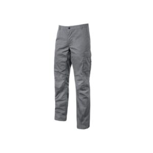 Upower Ocean Pantalon de Trabajo en Algodon Elastico - Talla 2XL - Bolsillos Multifuncionales, Cierre Resistente, Refuerzo en Rodillas, Cinta Reflex, Ajuste Slim Fit, Proteccion DPI1 - Color Gris Oscuro