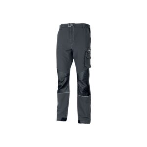 Upower Ibiza Pantalon de Trabajo Confortable - Talla 2XL - Tejido Tecnico Elastico, Bolsillos Inteligentes, Cinturon Integrado, Detalles Reforzados, Cinta Reflectante, Triple Costura - Color Gris Oscuro