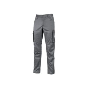 Upower Crazy Pantalones Cargo Stretch - Talla 2XL - Bolsillos Multifuncionales, Detalles Reflectantes, Cinturilla Elastica, Rodillas Preformadas, Proteccion DPI1, Ajuste Slim-Fit - Color Gris Oscuro