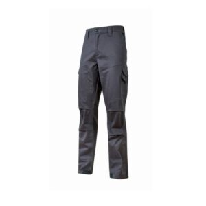 Upower Belgrado Pantalon de Trabajo Resistente - Talla 2XL - Comodidad y Funcionalidad, Tela Elastica, Multiples Bolsillos, Cintura Elastica, Proteccion Lumbar, Rodillas Preformadas, Costuras Reforzadas - Color Gris Oscuro
