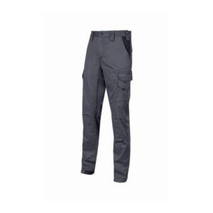 Upower Guapo Pantalones de Trabajo de Algodon Elastico - Talla 2XL - Bolsillos Multifuncionales, Cintura Elastica, Rodillas Preformadas, Triple Costura, Proteccion DPI1 - Color Gris Oscuro