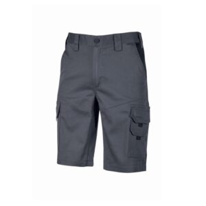 Upower Bonito Pantalones Cortos de Trabajo de Algodon Elastizado - Talla 2XL - Frescos y Comodos, Bolsillos Multifuncionales, Cinturilla Elastica, Cierre Cremallera, Proteccion DPI1 - Color Gris Oscuro