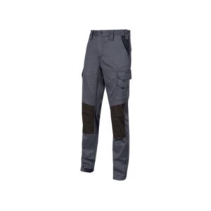 Upower Majo Pantalon de Trabajo Slim-Fit - Talla 2XL - Algodon Elastico, Multiples Bolsillos, Detalles Reforzados, Cinta Reflectante, Correa Porta Martillo, Proteccion Lumbar - Color Gris Oscuro