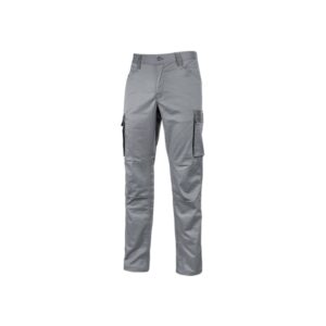 Upower Crazy Pantalones Cargo Stretch - Talla 2XL - Bolsillos Multifuncionales, Refuerzo Poli-Oxford, Detalles Reflectantes, Cinturilla Elastica, Rodillas Preformadas, Proteccion DPI1 - Color Gris Piedra