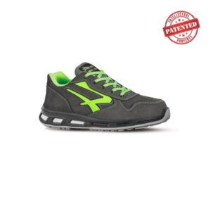 Upower Yoda S ESD Calzado de Seguridad Bajos - Talla 35 - Cuero Nubuck Resistente, Puntera de Aluminio, Hidrofugos, Suela Antideslizante, Proteccion S3S CI FO SR - Color Gris/Verde