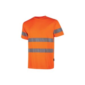 Upower Mizar Camiseta de Trabajo Alta Visibilidad - Talla 2XL - Bandas Reflectantes, Tejido Transpirable Nido de Abeja, Cinta Antisudor, Durabilidad Hasta 25 Lavados - Color Naranja Fluorescente