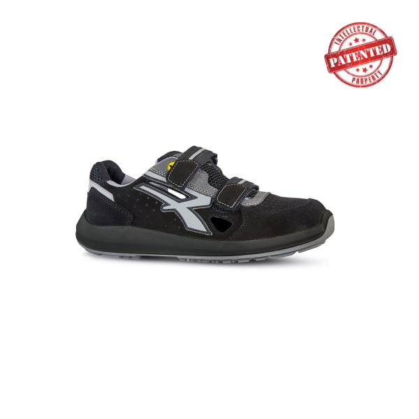 Upower Trix S ESD Calzado de Seguridad Bajos - Talla 35 - Gamuza Perforada, Puntera de Aluminio, Antideslizante, Antiarrugas, Suela PU/PU High Rebound, Proteccion S1PS FO SR - Color Negro