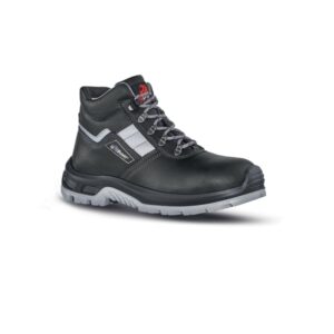Upower Star RS S Calzado de Seguridad Botines - Talla 38 - Empeine Piel Flor Grana Mina, Hidrofugo, Puntal Composite, Antiperforacion, Antideslizante, Suela PU/PU, Proteccion S3S FO SR - Color Negro