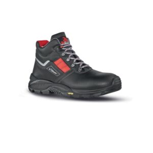 Upower Gravel S RS Botines de Seguridad - Talla 38 - Empeine Piel Flor Grana Mina, Hidrofugos, Puntal Composite, Antiperforacion, Suela Antideslizante PU/VIBRAM, Proteccion S3S CI HI HRO FO SR - Color Negro