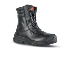 Upower Leopard UK S Botas de Seguridad - Talla 38 - Empeine Piel Hidrofugo, Puntal Composite, Antiperforacion, Antideslizante, Suela PU VIBRAM, Proteccion S3S CI HI HRO FO SR - Color Negro