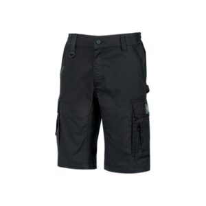 Upower Solaris Bermudas Cargo Funcionales - Talla 2XL - Tejido Ripstop Elastico, Multibolsillos, Detalles Reflectantes, Proteccion Lumbar, Cierre Antirayaduras, Porta Identificacion Oculto - Color Negro