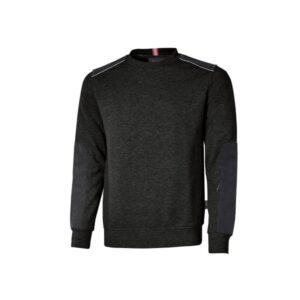 Upower Ryke Sudadera Cepillada Cuello Redondo - Talla 2XL - Bolsillo Antebrazo, Refuerzos Antidesgaste, Elementos Reflectantes, Proteccion DPI1 - Color Negro Carbon