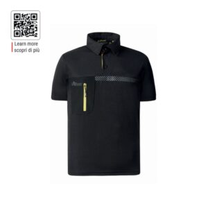 Upower Libra Polo Hombre Termorregulador - Talla 2XL - Tecnologia HeiQ Smart Temp, Antimicrobiano HeiQ Pure, Bolsillo con Cremallera, Banda Reflectante, Proteccion DPI1 - Color Negro Carbon