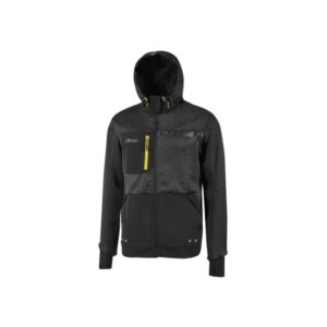 Upower Galaxy Sudadera de Trabajo con Cremallera - Talla 2XL - Material Suave y Transpirable, Secado Rapido, Bolsillos con Drenaje, Capucha Regulable, Banda Reflectante, Proteccion DPI1 - Color Negro Carbon