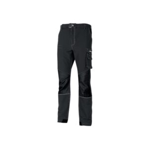 Upower Ibiza Pantalon de Trabajo Confortable - Talla 2XL - Tejido Tecnico Elastico, Bolsillos Inteligentes, Cinturon Integrado, Detalles Reforzados, Cinta Reflectante - Color Negro Carbon