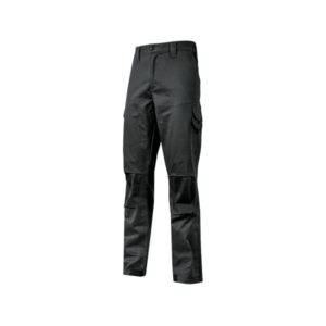 Upower Belgrado Pantalon de Trabajo Resistente - Talla 2XL - Tela Elastica, Lavable a Alta Temperatura, Multiples Bolsillos, Cintura Elastica, Proteccion Lumbar, Rodillas Preformadas - Color Negro Carbon