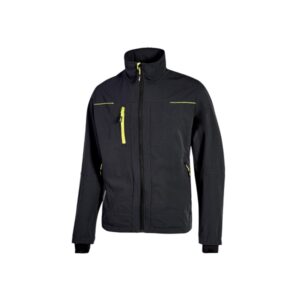 Upower Pluton Chaqueta de Tela Resistente - Talla 2XL - Suave, Repelente al Agua, Transpirable, Secado Rapido, Multiples Bolsillos, Capuchon Retractil, Puños a Prueba de Viento, DPI1 - Color Negro Carbon