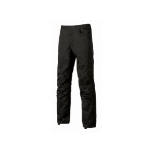 Upower Alfa Pantalon de Trabajo con Multiples Bolsillos - Talla 44 - Porta Martillo, Bolsillos para Rodilleras, Cintura Elastica, Proteccion DPI1 - Color Negro Carbon