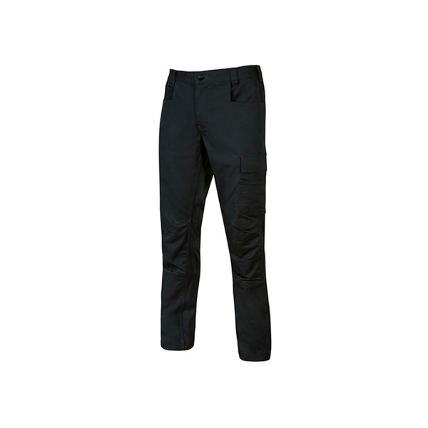 Upower Bravo Top Pantalon CVC Stretch - Talla 2XL - Bolsillos Multifuncionales, Cierre de Velcro, Martillo en Cintura, Triple Costura, Ajuste Slim-Fit, Proteccion DPI1 - Color Negro Carbon
