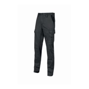 Upower Guapo Pantalones de Trabajo de Algodon Elastico - Talla 2XL - Bolsillos Multifuncionales, Cierre Resistente, Proteccion Lumbar, Detalles Reflectantes, Rodillas Preformadas, DPI1 - Color Negro Carbon