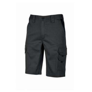 Upower Bonito Pantalones Cortos de Trabajo de Algodon Elastizado - Talla 2XL - Frescos y Comodos, Bolsillos Multifuncionales, Cinturilla Elastica, Cierre Resistente, Triple Costura, Proteccion DPI1 - Color Negro Carbon