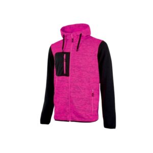Upower Rainbow Lady Sudadera con Forro Polar - Talla 2XL - Cuello Alto, Cremallera Central, Capuchon Ajustable, Bolsillos con Cremallera, Proteccion DPI1, Logo Distintivo en Brazo - Color Negro Fucsia