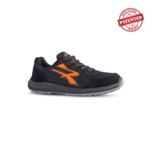 Upower Atos S ESD Calzado de Seguridad Bajos - Talla 35 - Puntera de Aluminio, Suela Antideslizante, Nailon Ultraflexible, Gamuza Suave, Proteccion S1PS FO SR - Color Negro/Naranja