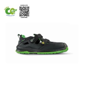 Upower Brook UK S ESD Calzado de Seguridad - Talla 35 - Anti-Perforacion, Puntera Ultraligera, Forro Transpirable, Suela Antideslizante, Carbon Neutral - Color Negro/Verde