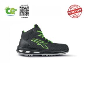 Upower Ventura S ESD Calzado de Trabajo Carbon Neutral - Talla 35 - Antiperforacion, Retorno de Energia, Proteccion S3S CI FO SR - Color Negro/Verde