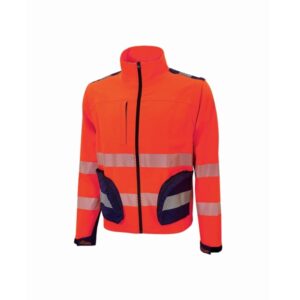 Upower Bea Cazadora de Trabajo Alta Visibilidad - Talla 2XL - Mangas Separables, Bolsillos Funcionales, Bandas Reflectantes Termoselladas, Ajuste Regulable, Proteccion DPI2 - Color Rojo Fluorescente