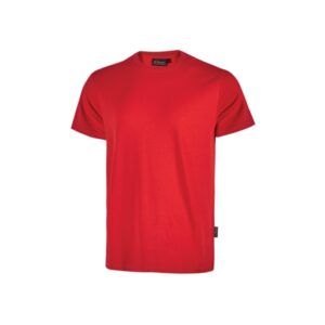 Upower Figi Camiseta de Trabajo de Algodon Cardado - Talla 2XL - Cuello Elastico Acanalado, Cinta Para-Sudor, Proteccion DPI1 - Color Rojo Magma