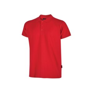 Upower Tonga Polo de Hombre de Algodon Pique - Talla 2XL - Transpirable, Cuello con 3 Botones, Acabados en Canale, Refuerzos en Cuello y Hombros, Proteccion DPI1 - Color Rojo Magma