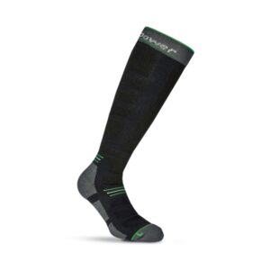 Upower Zenith Calcetines Largos de Trabajo - Talla L - Tecnologia de Compresion Gradual, Soporte en Tobillos, Canales de Ventilacion, Costuras Planas, Refuerzos en Talon y Puntera - Color Verde Fluorescente