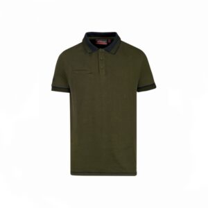 Upower Way Polo Hombre Manga Corta - Talla 2XL - Algodon Stretch, Ajuste Slim Fit, Ribetes en Contraste, Cierre Tres Botones, Aberturas Laterales, Proteccion DPI1 - Color Verde Oscuro