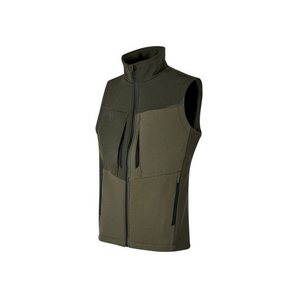 Upower Brio Chaleco de Trabajo Softshell - Talla 2XL - Repelente al Agua, Interior de Microfleece, Tecnologia de Grafeno, Multiples Bolsillos, Detalles Reflectantes, Cremallera Waterproof - Color Verde Oscuro