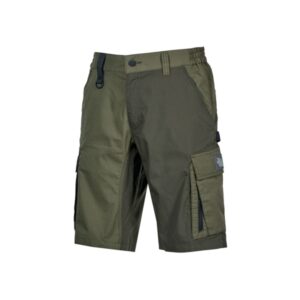 Upower Solaris Bermudas Cargo Funcionales - Talla 2XL - Tejido Ripstop Elastico, Multibolsillos, Detalles Reflectantes, Proteccion Lumbar, Ajuste Seguro Antirayaduras - Color Verde Oscuro