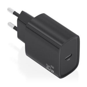 Aisens Cargador GaN 30W - USB-C PD3.0 - Tecnologia AI para Detectar Protocolo y Velocidad de Carga - Color Negro