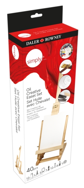 Daler Rowney Simply Creativo Pack de 40 Piezas - Pìntura al Oleo - Caballete - Colores Surtidos