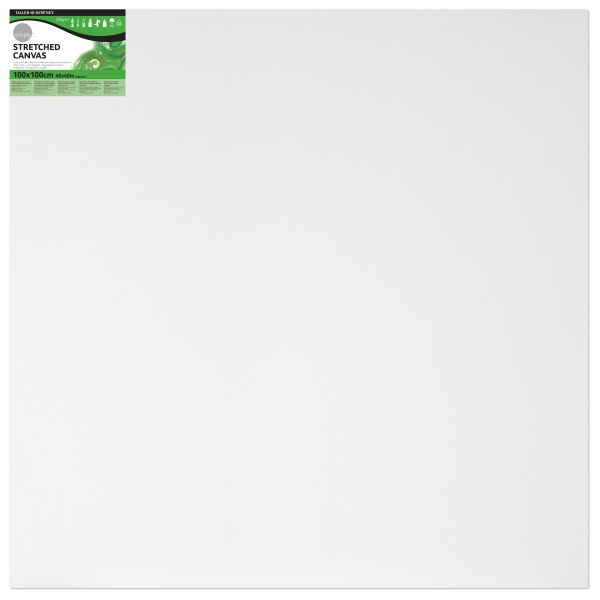 Daler Rowney Simply Bastidor Entelado - 100x100cm - Imprimacion Triple - Grano Medio - 100% Algodon sin Acido - 250g - Color Blanco
