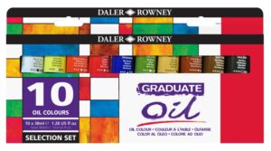 Daler Rowney Graduate Pack de 10 Pinturas al Oleo Selection Set - Tubos de Aluminio - 38ml - Colores Surtidos