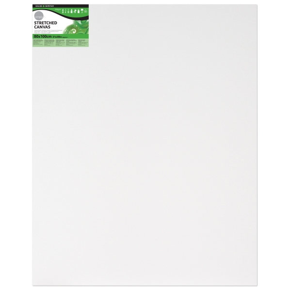 Daler Rowney Simply Bastidor Entelado - 80x100cm - Imprimacion Triple - Grano Medio - 100% Algodon sin Acido - 250g - Color Blanco
