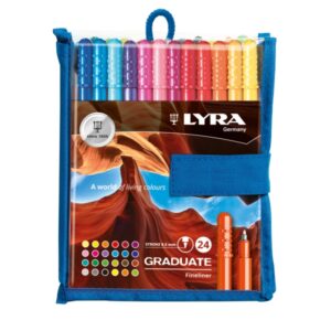 Lyra Graduate Pack de 24 Fineliners Rotulador de Punta Sintetica - Punta Fina - Colores Surtidos