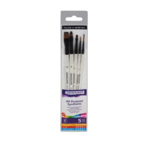 Daler Rowney Graduate Pack de 5 Pinceles Multitecnica - Pelo Sintetico - Mango Corto