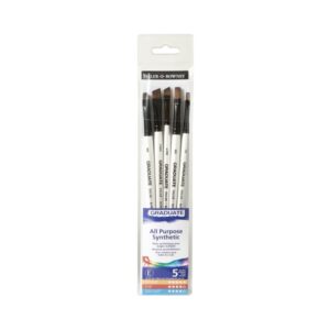 Daler Rowney Graduate Pack de 5 Pinceles Multitecnica - Pelo Sintetico - Mango Corto