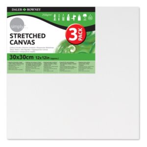 Daler Rowney Simply Pack de 3 Bastidores Entelados- 30x30cm - Imprimacion Triple - Grano Medio - 100% Algodon sin Acido - 250g - Color Blanco