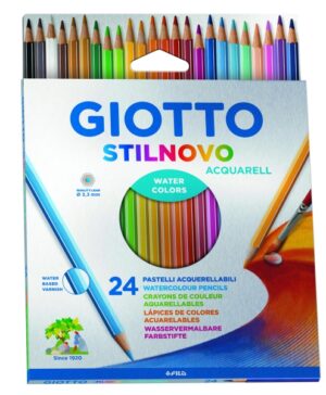 Giotto Stilnovo Acqarell Pack de 24 Lapices de Colores Acuarelables - Forma Hexagonal - Mina 3.3mm - Colores Surtidos