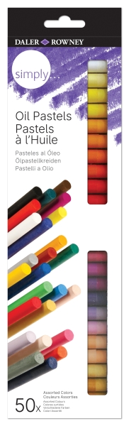 Daler Rowney Simply Pack de 50 Pasteles al Oleo - Caja de Carton - Colores Surtidos